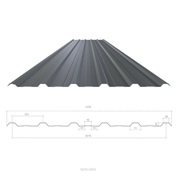 Trapezblech TPD 22/214 Graualuminium