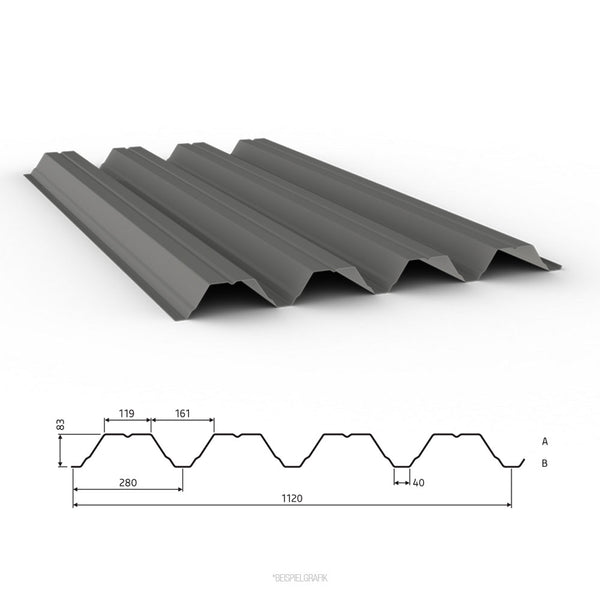 Trapezprofil TPD 85/280 als Tragschale für Warmdächer. Tragende Basis für Dämmung & Abdichtung.