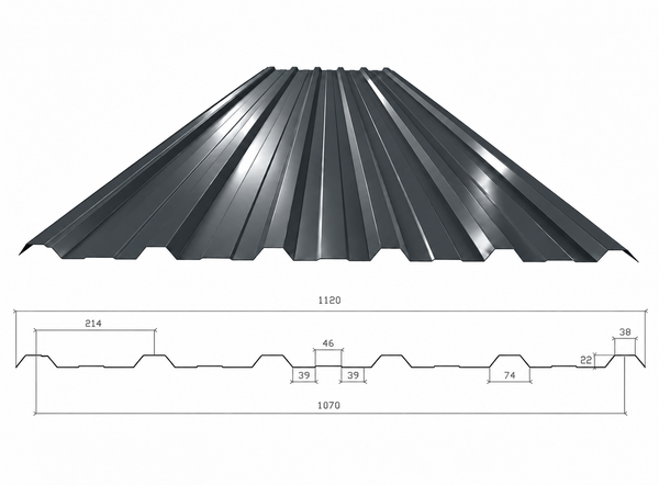 Trapezblech TPD 22/214 Schwarzgrau 0,6 mm