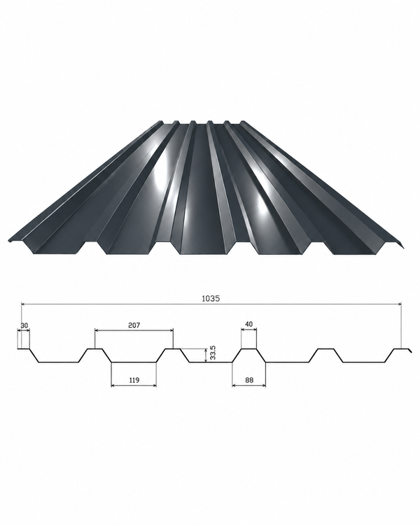 Trapezblech TPD 35/207 Anthrazit 0,75 mm
