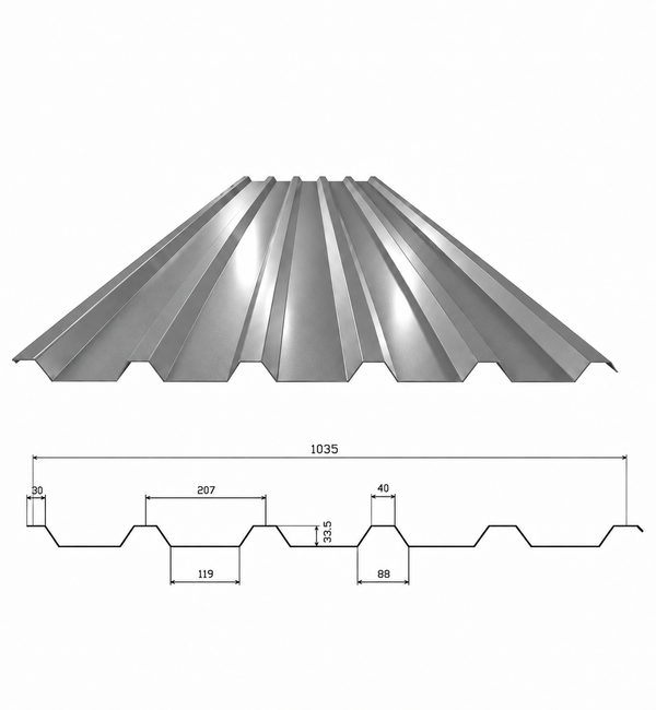 Trapezblech TPD 35/207 Graualuminium 0,75 mm
