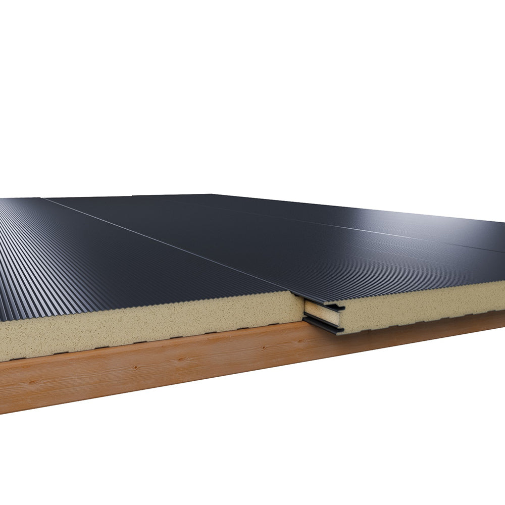 Detailansicht Sandwichplatten Wand mikroliniert in Anthrazit