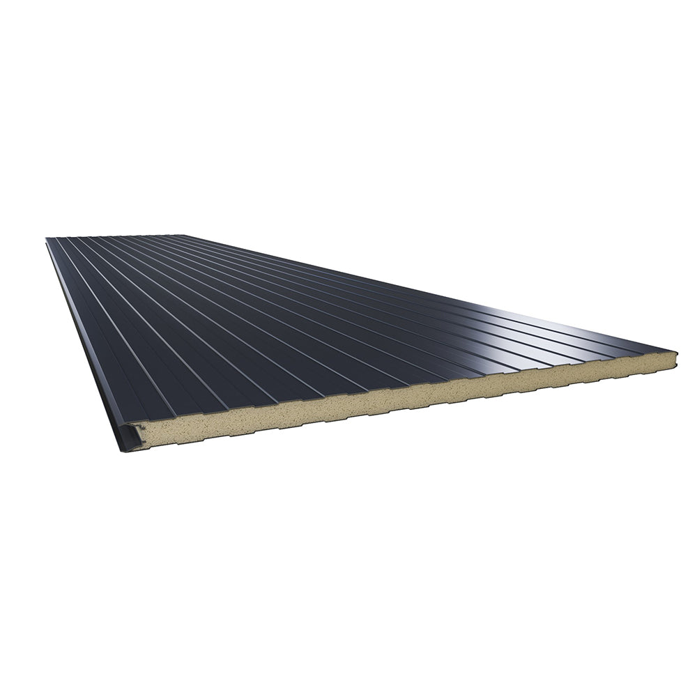 Sandwichplatten Wand mit einer linierten Profilierung in Anthrazit