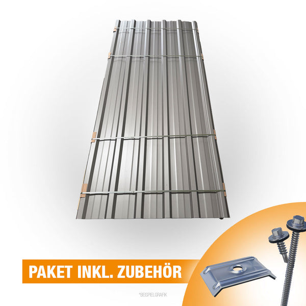 Trapezblech 22/214 Paket inklusive passender Schrauben und Kalotten