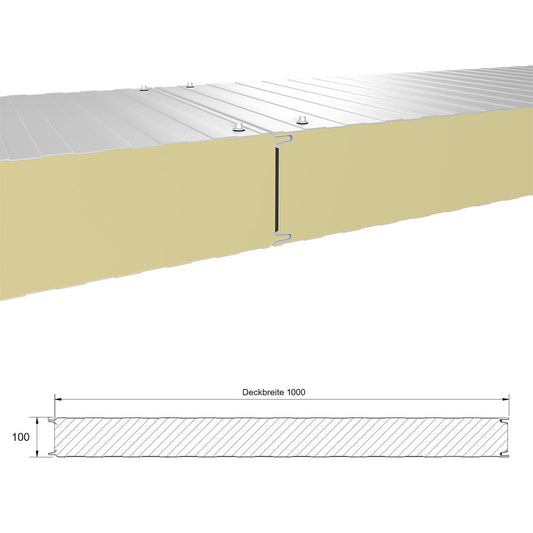 Sandwichplatten Wand 100 mm Grauweiß 1. Wahl