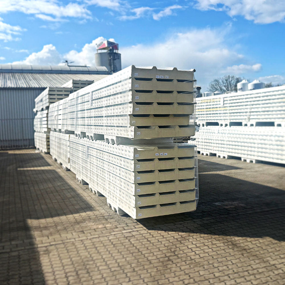 Sonderposten Sandwichplatten Dach Grauweiß Kernstärke 140 mm