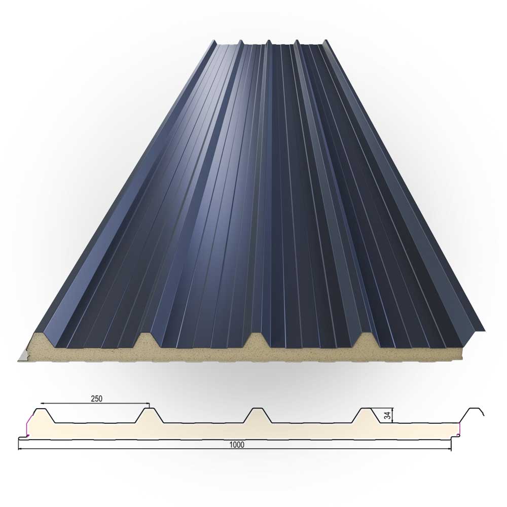 Sandwichplatte Dach Anthrazit Kernstärke 40 mm