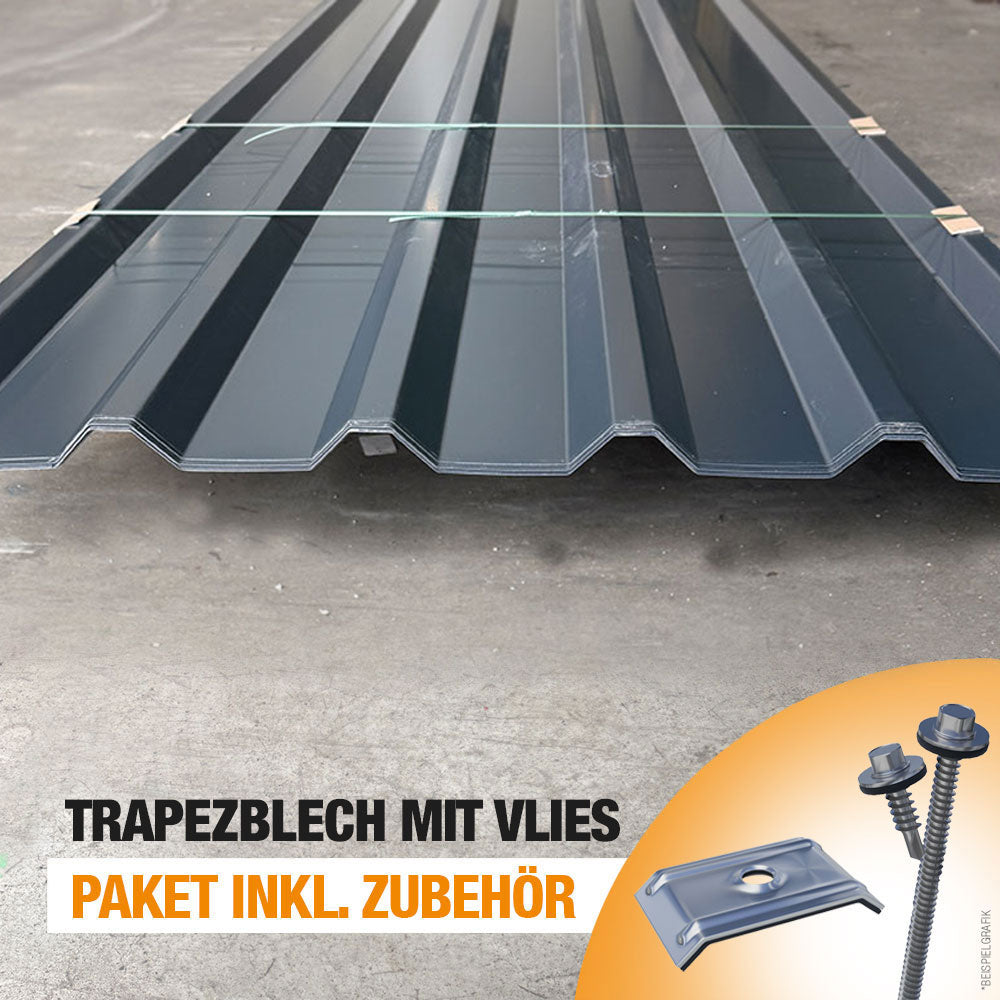 Paket #T25 Trapezblech T35 M mit Vlies 6 x 3,50 m
