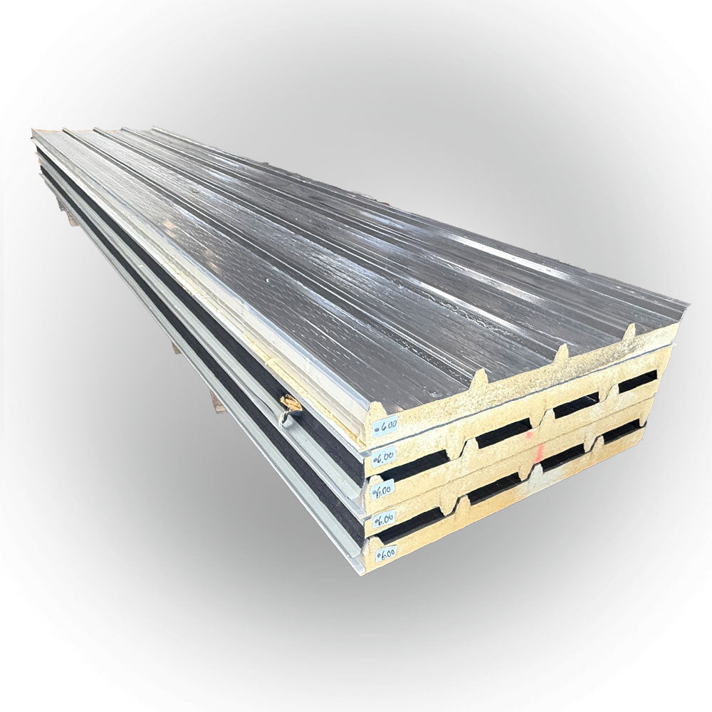 Paket #101 Sandwichplatten Dach Graualuminium 5 x 6,00 m Kernstärke 60 mm