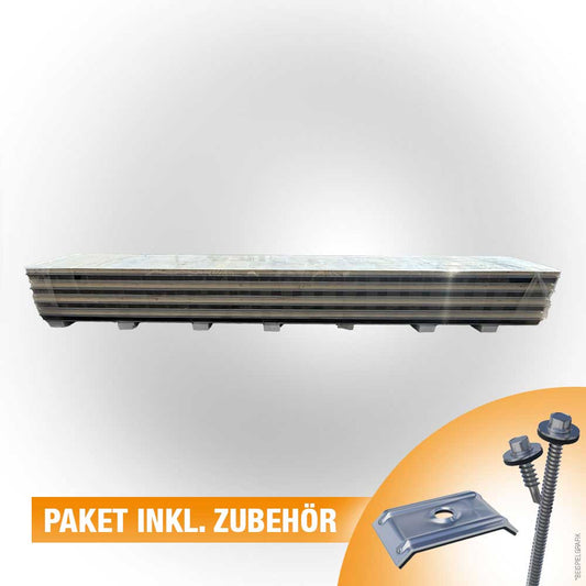 Paket #108 Sandwichplatten Dach Graualuminium  8 x 6,00 m Kernstärke 60 mm