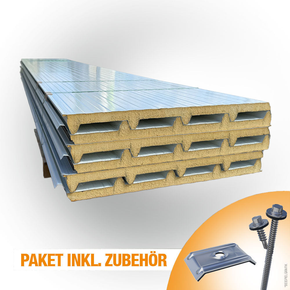 Paket #37 Sandwichplatten Dach 6 x 6,0 m Kernstärke 40 mm
