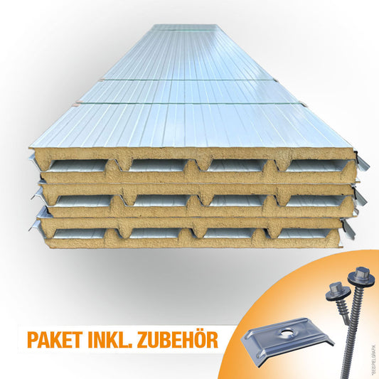 Paket #37 Sandwichplatten Dach 6 x 6,0 m Kernstärke 40 mm