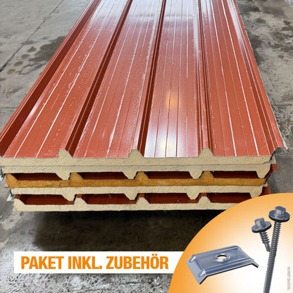 Sandwichdach Rotbraun inklusive Zubehör