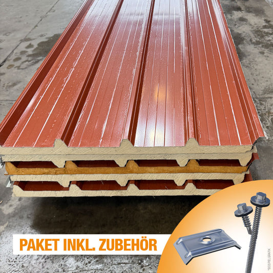 Sandwichdach Rotbraun inklusive Zubehör