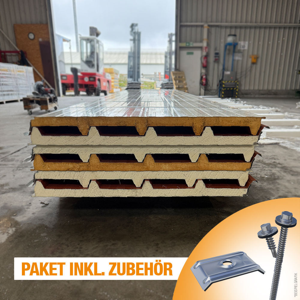 Paket Sandwichplatten Dach inklusive Zubehör