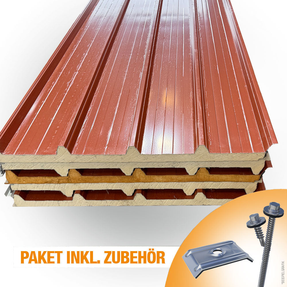 Paket #54 Sandwichplatten Dach 6 x 5,40 m Kernstärke 40 mm