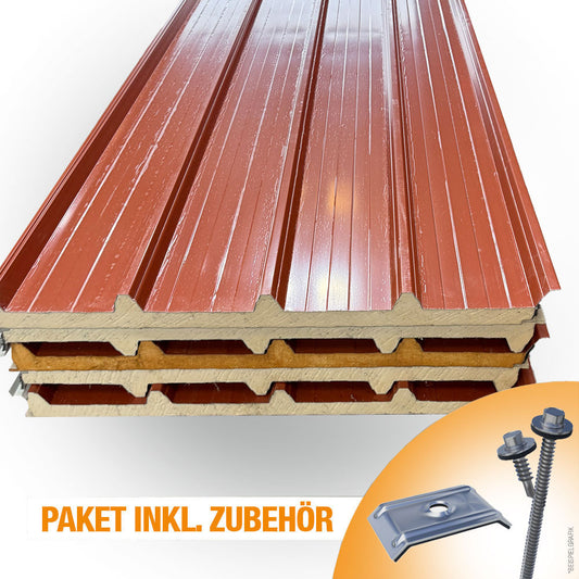 Paket #54 Sandwichplatten Dach 6 x 5,40 m Kernstärke 40 mm