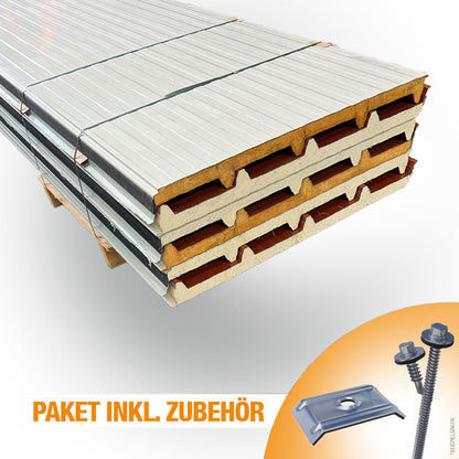 Paket #54 Sandwichplatten Dach 6 x 5,40 m Kernstärke 40 mm