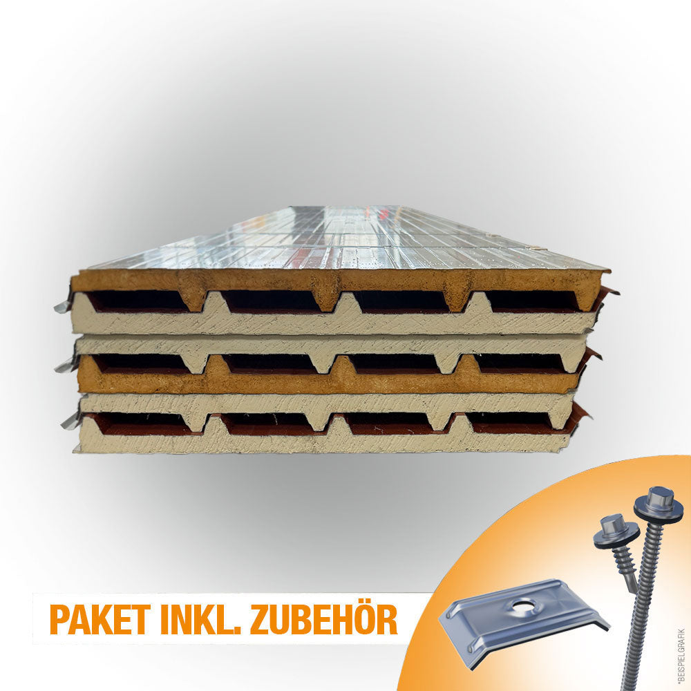 Paket #54 Sandwichplatten Dach 6 x 5,40 m Kernstärke 40 mm