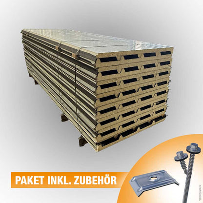 Paket #60 Sandwichplatten Dach Anthrazit 16 x 3,50 m Kernstärke 40 mm