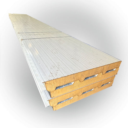 Paket #97 Sandwichplatten Dach Grauweis 4 x 7,94 m Kernstärke 100 mm