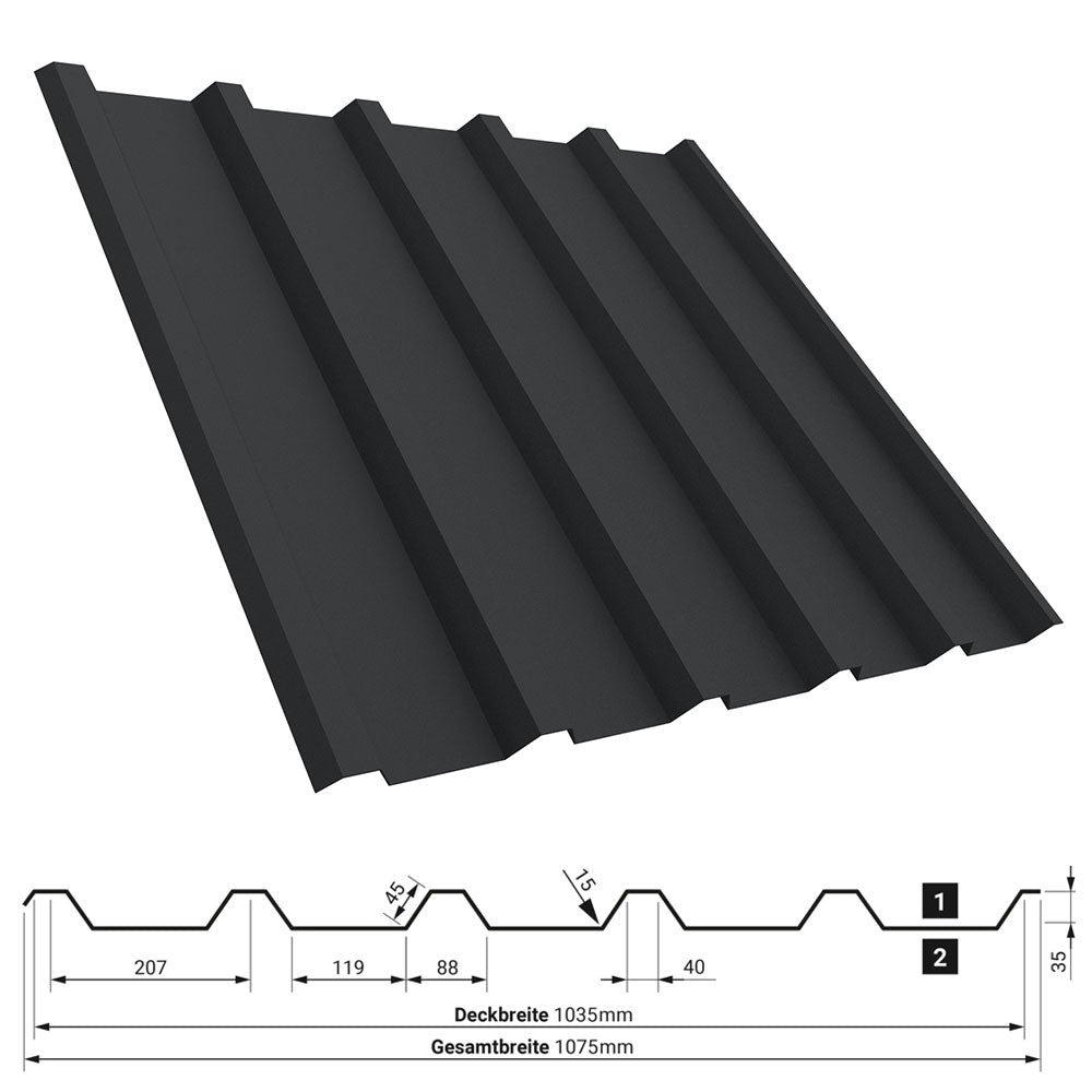 Trapezblech T35 mit Querschnittszeichnung