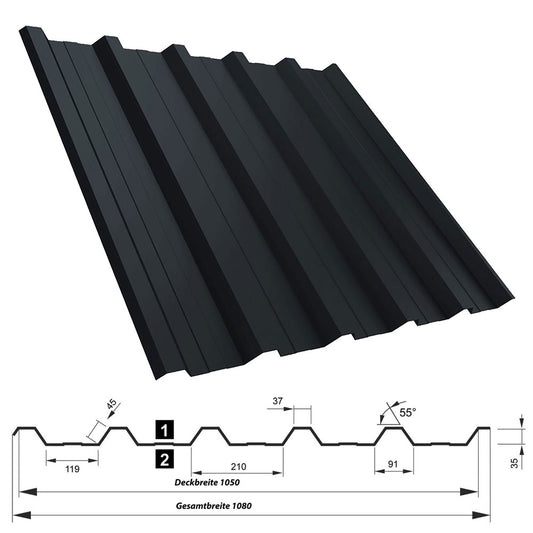 Trapezblech T35 mit Querschnitt